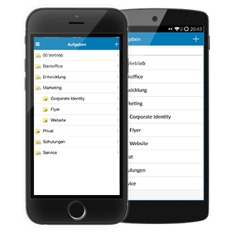 Smartphones (iPhone 6, Nexus 5) mit AMTANGEE Mobile CRM Software