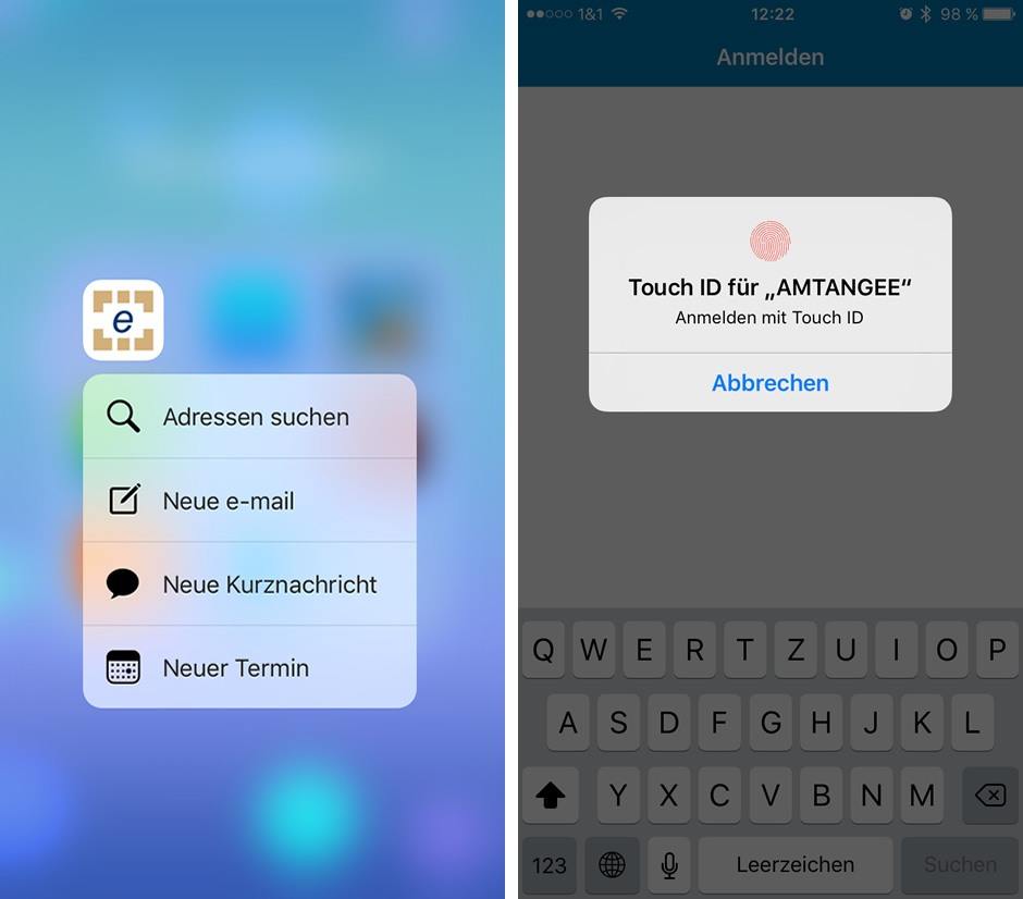 AMTANGEE iOS App - 3D Touch Quick Actions (Screenshots)