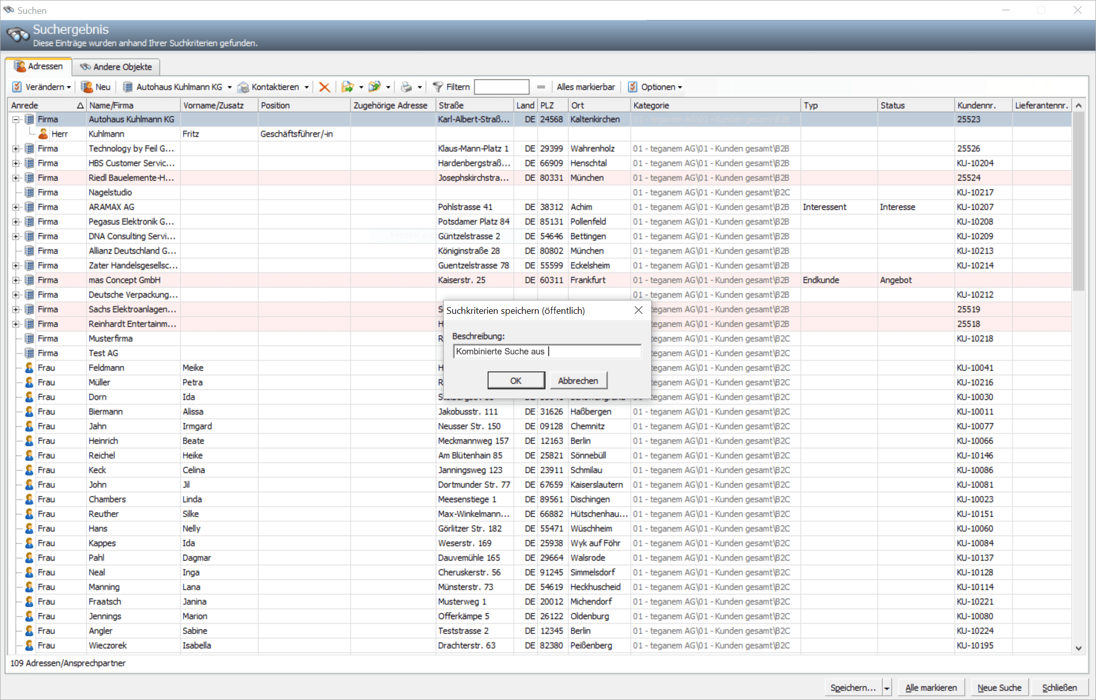 CRM ToolBox: AMTANGEE Suchfunktion (Erweiterte Suche) - Suche speichern