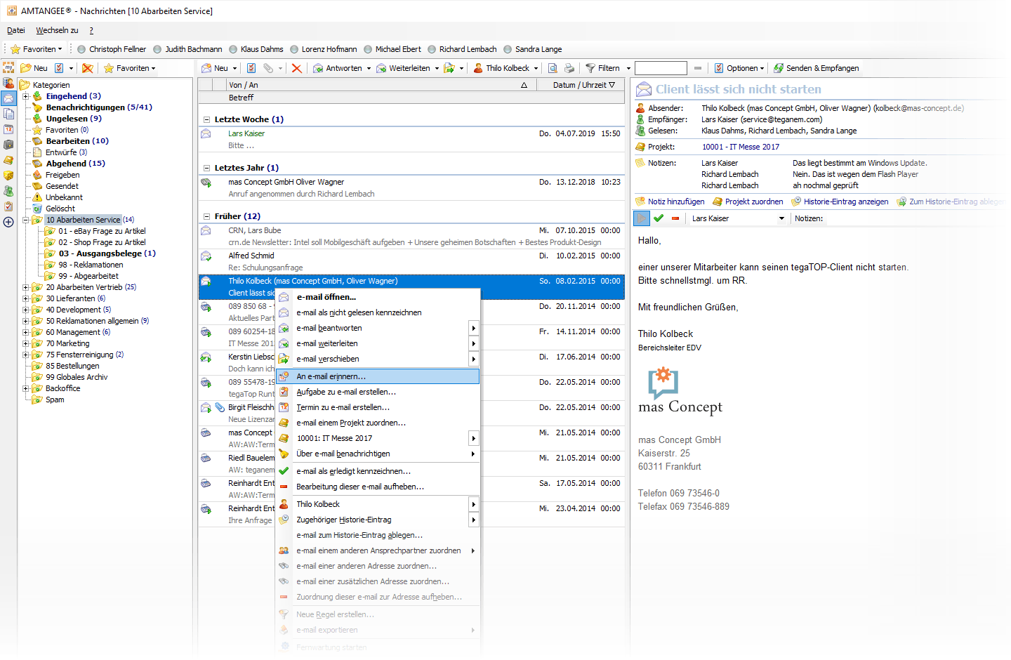 CRM Toolbox Wiedervorlage Erinnerung