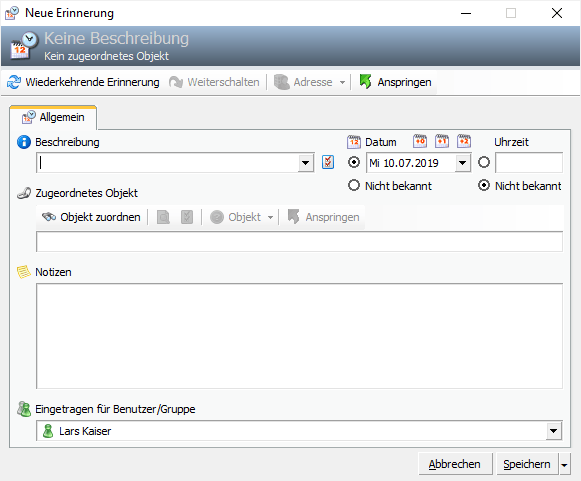 CRM Toolbox Wiedervorlage Erinnerung