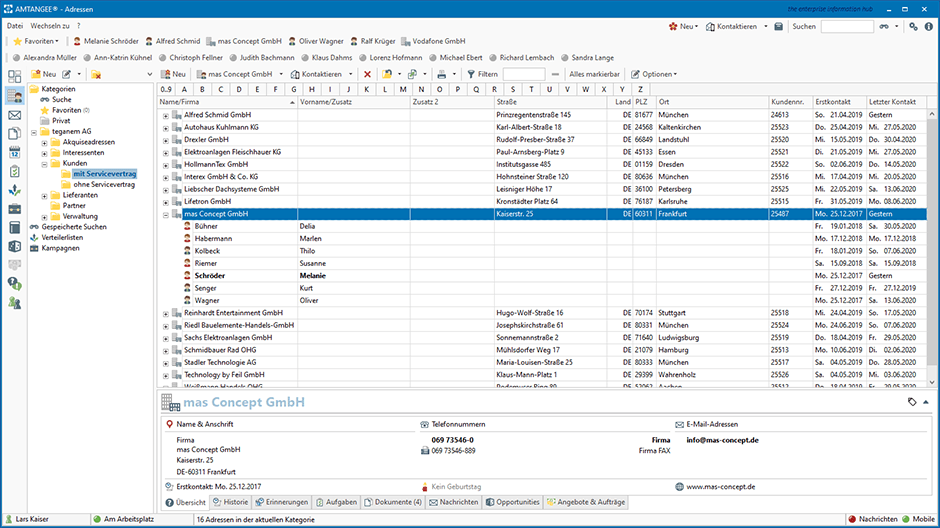 CRM Adressverwaltung von AMTANGEE