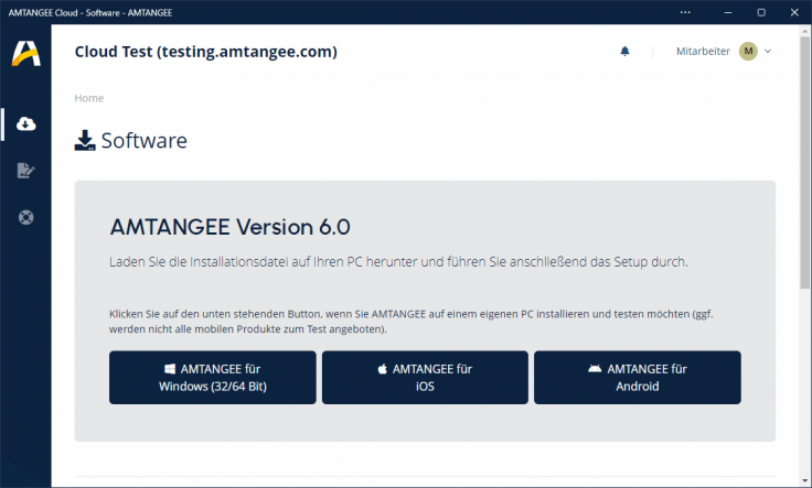 Screenshot Download von AMTANGEE für Installation oder Replikation.