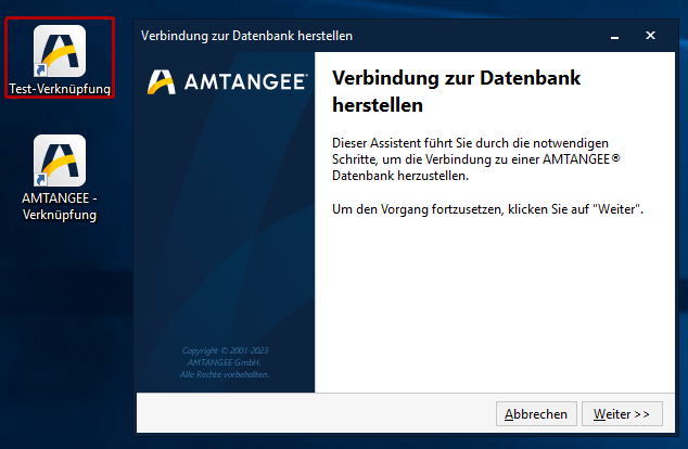 Verbindung zur Datenbank herstellen in AMTANGEE BCS