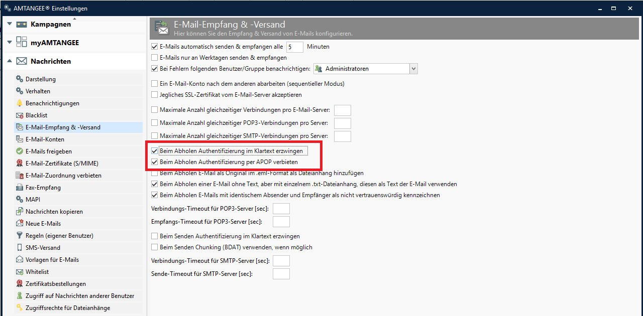 Probleme bei Mailempfang mit Strato: APOP disabled