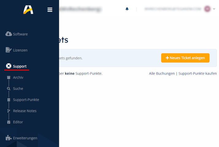 AMTANGEE Cloud: Support, Ticket (Screenshot 714x479)