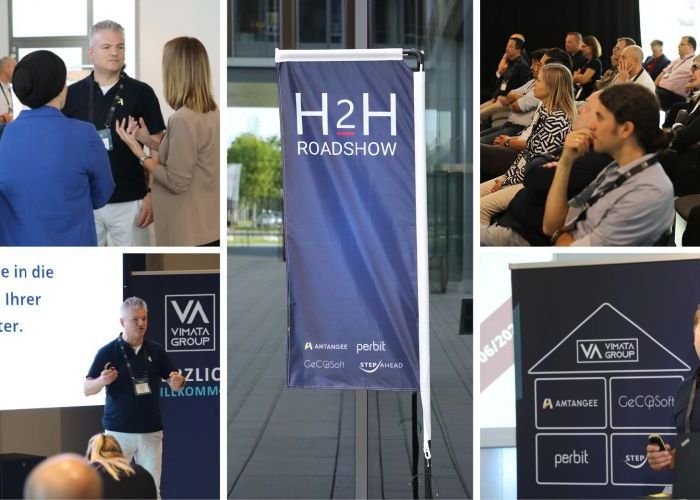 Collage welche Bilder von der H2H Roadshow zeigt.
