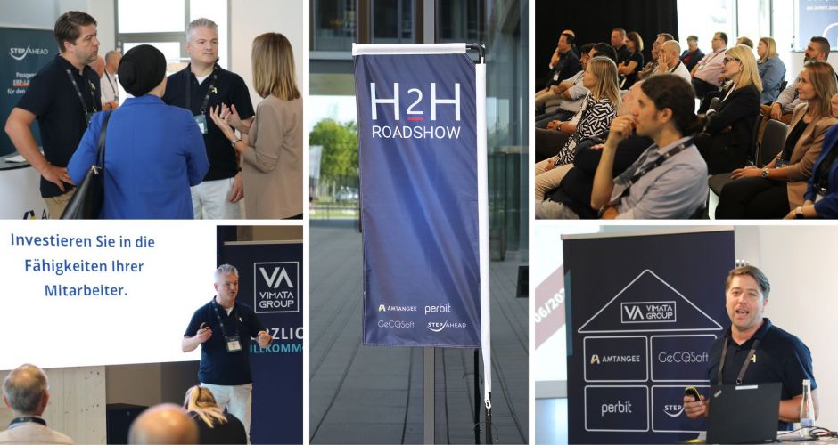 Collage welche Bilder von der H2H Roadshow zeigt.